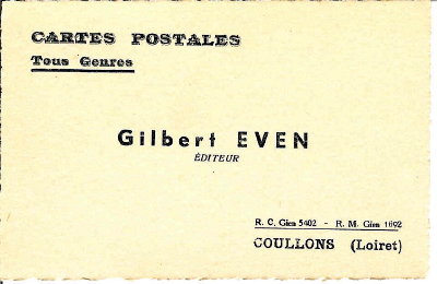 Carte de visite : Gilbert Even, Coullons(NOT0009)