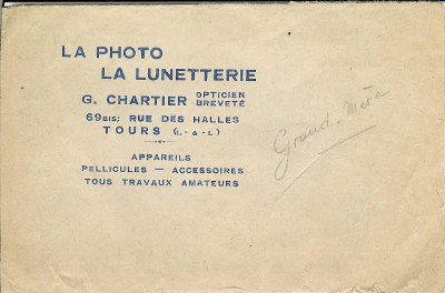 Carte de visite : G. Chartier, Tours(NOT0457)