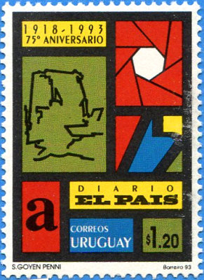 Timbre : 75e anniversaire du journal El Pais(PHI0273)