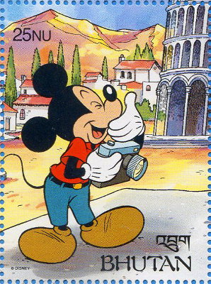 Mickey, la Tour de Pise (Bhoutan) - 1991(PHI0479)