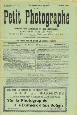 N° 5/4 de 7.1904
Publicités:
-
Table des matières:
- Nouveautés: pellicules Isolar et Agfa
- Les numéros des pellicules en bobines
- Papier salé par développement
- Application de l'étincelle électrique à la chronophotographie
- Travaux: Construction et emploi d'un appareil d'agrandissement
- Développement d'été
- Jeux
Pages: 20
Format: 185x282mm
Commentaires:
REV-RE0005-04.jpg